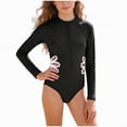 thumbnail image 1 of TOWED22 Girls Long Sleeve Swimsuit One Piece Bathing Suit Zipper UPF 50+ Rash Guard Swimwear Size 3-12T Black,8-9 Y, 1 of 3