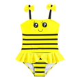 thumbnail image 1 of TOWED22 Girls One Piece Swimsuit - Adjustable Strap, Print Toddler Ruffle Bathing Suit(Yellow,3-4 Years), 1 of 9