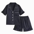 thumbnail image 1 of TOWED22 Girls Pajama Set Short Sleeve Button Down Silky Satin Girls PJS Kids Sleepwear Summer Nightwear Loungewear Set,10-11 Y, 1 of 3