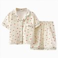 thumbnail image 1 of TOWED22 Girls Pajamas Satin Pajama Set Silk Pjs Short Sleeve Button Down Summer Sleepwear for Kids,3-4 Y, 1 of 5