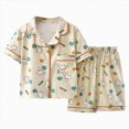 thumbnail image 1 of TOWED22 Girls Pajamas Satin Pajama Set Silk Pjs Short Sleeve Button Down Summer Sleepwear for Kids,3-4 Y, 1 of 5