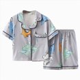thumbnail image 1 of TOWED22 Girls Pajamas Satin Pajama Set Silk Pjs Short Sleeve Button Down Summer Sleepwear for Kids,4-5 Y, 1 of 5