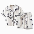 thumbnail image 1 of TOWED22 Girls Pajamas Satin Pajama Set Silk Pjs Short Sleeve Button Down Summer Sleepwear for Kids,7-8 Y, 1 of 5
