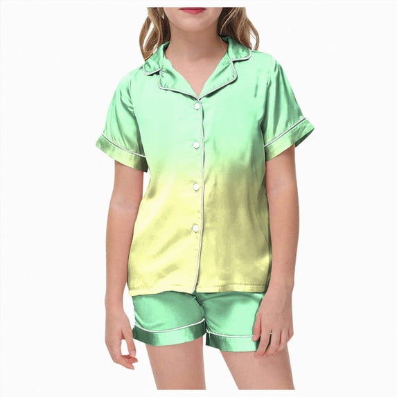 TOWED22 Girls Pajamas Set 2 Pcs Stretch Soft Pjs Loungewear Button-Down Sleepwear for kids,10-11 Y
