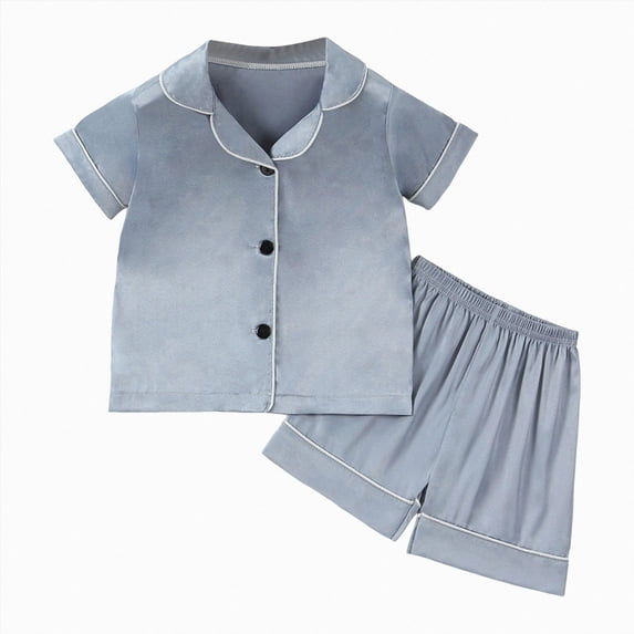 TOWED22 Girls Pajamas Toddler Soft Button Down Short Sleeve Pjs Set Summer Sleepwear for Little Kids,2-3 Y