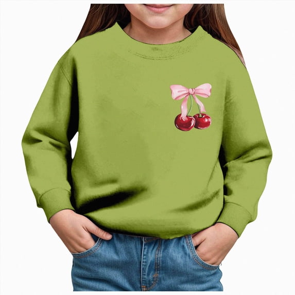 TOWED22 Girls Pullover Sweatshirts Kids Cute Printed Crewneck Tops Long Sleeve Pullover Tops,4Y