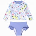 thumbnail image 1 of TOWED22 Girls Rash Guard Set Long Sleeve Two Piece Swimsuit with UPF 50+ Sun Protection for Girls 3-8 Years Purple,3-4 Y, 1 of 7