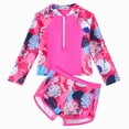 thumbnail image 1 of TOWED22 Girls Rashguard 2 Pieces Long Sleeve Swimsuit Swimwear with Shorts Hot Pink,7-8 Y, 1 of 8