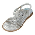 thumbnail image 1 of TOWED22 Girls Sandals Summer Dress Shoes Lightweight Open Toe Beach Holiday（Silver,13.5）, 1 of 8