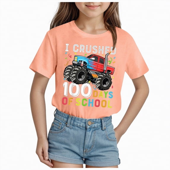 TOWED22 Girls Short Sleeve T Shirts Kids Crewneck Curve Hem Soft Tunic Tops Summer Tees 5-14 Years(Light Yellow,7-8 Y)