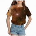 thumbnail image 1 of TOWED22 Girls Short Sleeve T Shirts Kids Summer Tops Crewneck Tees 5-14 Years(Gold,4-5 Y), 1 of 4