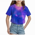 thumbnail image 1 of TOWED22 Girls Short Sleeve T Shirts Summer Tops Kids Lace Pleated Tees 5-14 Years(Dark Purple,8-9 Y), 1 of 4