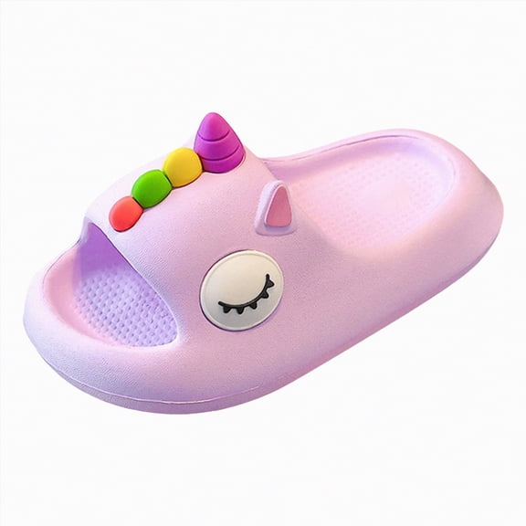 TOWED22 Girls Slippers Flip Flops Summer Cushion Thick Sole Large Bow Cute Platform Cloud Slides Home Sandals(Purple,10)