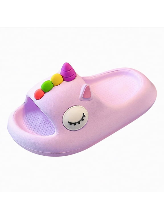 Girls Slippers Flip Flops Summer Cushion Thick Sole Large Bow Cute Platform Cloud Slides Home Sandals(Purple,10)