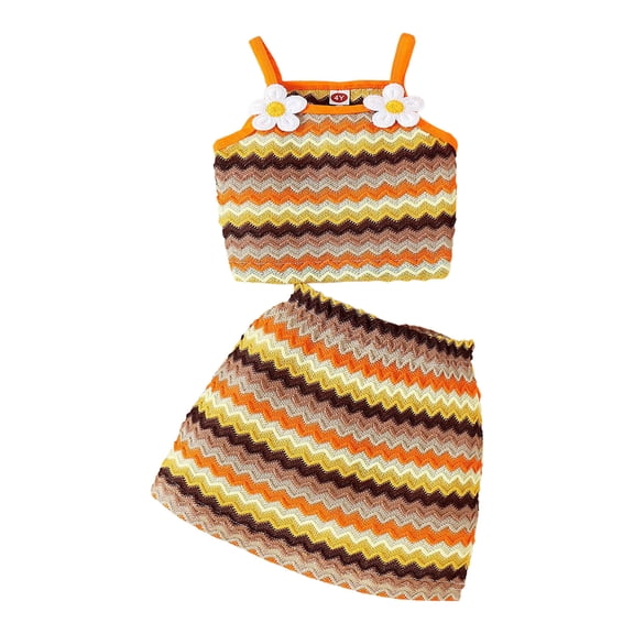 TOWED22 Girls Summer Outfits 2Pcs Clothes Toddler Baby Girl Sleeveless Bow Knot Ruffle Top & Floral Shorts Set 2-10Y(Yellow,6-7 Y)