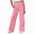 thumbnail image 1 of TOWED22 Girls Sweatpants Front Seam Drawstring High Waist Wide Leg Sweat Pants Baggy Causal Kids High Waisted(Pink,5-6 Y), 1 of 5