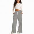 thumbnail image 1 of TOWED22 Girls Sweatpants Straight Elastic High Waist Baggy Pants Drawstring Wide Leg Pants Teen Pockets(Grey,10-12 Y), 1 of 4