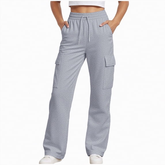 TOWED22 Girls' Sweatpants Straight Leg Drawstring Kids Joggers Open Bottom Baggy Teen Pants with Pockets(Grey,6-7 Y)
