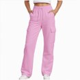 thumbnail image 1 of TOWED22 Girls' Sweatpants Straight Leg Drawstring Kids Joggers Open Bottom Baggy Teen Pants with Pockets(Pink,13-14 Y), 1 of 6