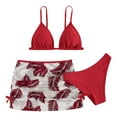 thumbnail image 1 of TOWED22 Girls Swimsuit 3 Piece Tropical Print Bikini Set Teens Bathing Suit with Drawstring Quick Dry Cover Up 9-16Y Red,8-10 Y, 1 of 4