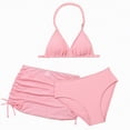 thumbnail image 1 of TOWED22 Girls Swimsuit Bathing Suits Bikini Set 3 Piece Girls' Swimwear Bathing Suit with Cover Up Skirt 7-16T(Pink,4-5 Y), 1 of 6