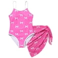 thumbnail image 1 of TOWED22 Girls Swimsuit One Piece Ruched Front Twist Back Solid Color Girls Bathing Suit Swimwear Hot Pink,8-9 Y, 1 of 7