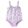thumbnail image 1 of TOWED22 Girls Swimsuit One Piece Swimsuits Ruffle Solid Color Ruched Bathing Suit Adjustable Straps Swimwear(Purple,12-24 Months), 1 of 9