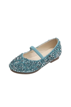 Girls Toddler Dress Shoes Flower Ruby Slippers Princess Mary Jane Low Heels for Party Wedding(Blue,11 Little Kid)