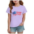thumbnail image 1 of TOWED22 Girls USA Flag Shirts 4th of July T-Shirts Patriotic Tee Tops Short Sleeve Toddler Kids 2-8 Years(Purple,7-8 Y), 1 of 4