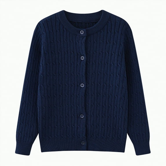 TOWED22 Girls Cardigan Sweater Boys Long Sleeve School Uniforms Toddler Kids Knit Embroidery Button Jacket Outwear Tops(Blue,9-10 Y)