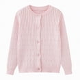thumbnail image 1 of TOWED22 Girls Uniform Sweater Uniforms for Girls Girls Cardigan Sweater Cotton Crew Neck School Uniforms Toddler Long Sleeve Button Knit Sweaters Tops(Pink,5-6 Y), 1 of 7