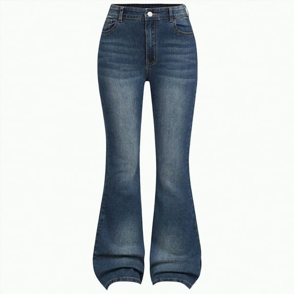 TOWED22 Girls Wide Leg/Flare Jeans Bow Embroidery Print Denim Pants with Pockets Casual for Kids(Blue,9-10 Y)