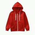thumbnail image 1 of TOWED22 Girls Zip Up Hoodie Kids Fashion Oversized Long Sleeve Sweatshirt Jacket with Pockets(Red,4-5 Y), 1 of 4