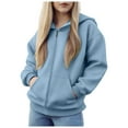thumbnail image 1 of TOWED22 Girls Zip Up Hoodie Kids Fashion Oversized Long Sleeve Sweatshirt Jacket with Pockets(Sky Blue,3-4 Years), 1 of 6