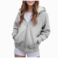 thumbnail image 1 of TOWED22 Girls Zip Up Hoodies Teen Fleece Full-Zip Sweatshirts Jacket Casual Fall Hoodie with Pocket(Light Gray,5-6 Y), 1 of 7