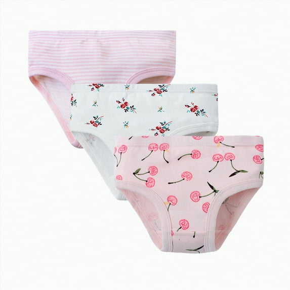 TOWED22 Girls and Toddlers Cotton Underwear Tagless Soft Panties Size 2-3T,4-5T,5-6,7-8 (3-Pack)(Pink,3-4 Y)