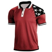TOWED22 Golf Polo Shirt for Men American Flag Golf Polo Shirt 4th of July Polo Shirts for Men(Red,XL)