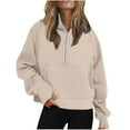 thumbnail image 1 of TOWED22 Half Zip Sweatshirts Cropped Hoodies Fleece Womens Quarter Zip Up Pullover Sweaters Fall Outfits 2024 Winter Clothes(Beige,S), 1 of 7