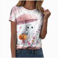 thumbnail image 1 of TOWED22 Halloween Costumes for Women Funny Pumpkin Printed Cute T Shirts Ghost Graphic Tops Fall Tee Fashion Gift(Pink,4XL), 1 of 6