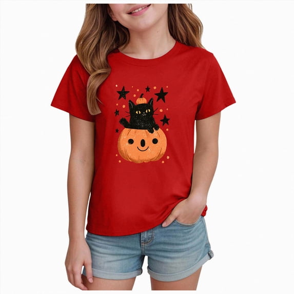 TOWED22 Halloween Graphic Shirt for Toddler Kid Girl Boy Cute T-Shirt Kids Spooky Season Short Sleeve Gift Tops