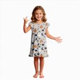thumbnail image 1 of TOWED22 Halloween Nightdress Toddler Girls Sleepwear Cute Cartoon Ghost Print Dresses Short Sleeve Pajamas Dress, 1 of 7