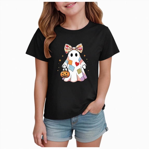 TOWED22 Halloween Outfits for Kids Toddler Short Sleeve Tshirt Top Casual Set Little Girl Boy Clothes Spooky Season