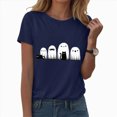 thumbnail image 1 of TOWED22 Halloween Shirts Woman Ghost Pumpkin Crewneck Short Sleeve Tee Shirt Funny Tops Tshirts(Navy,S), 1 of 5
