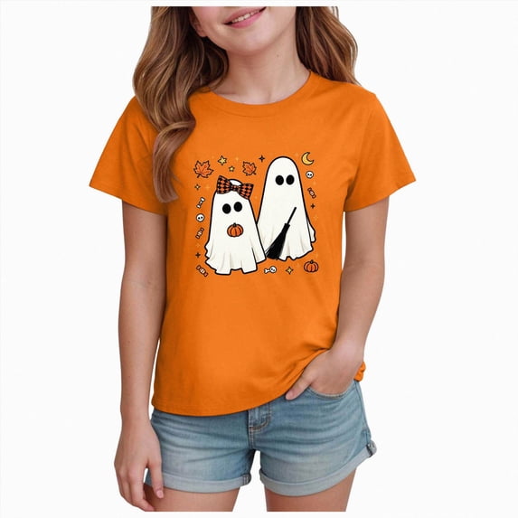 TOWED22 Halloween Shirts for Kids Toddler Cute Graphic Tee Tshirt Clothes Spooky Season Short Sleeve Tops