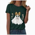 thumbnail image 1 of TOWED22 Halloween Shirts for Women Cute Ghost Graphic Tees Fall Crewneck Short Sleeve Costumes Autumn Party Graphic T-Shirt(Dark Green,3XL), 1 of 8