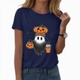 thumbnail image 1 of TOWED22 Halloween Shirts for Women Cute Ghost Shirt Fall Pumpkin Tshirt Crew Neck Graphic Tees Casual Short Sleeve Tops(Navy,3XL), 1 of 5