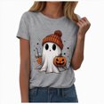 thumbnail image 1 of TOWED22 Halloween Shirts for Women Cute Ghost with Coffee Pumpkin Shirts Cute Fall Short Sleeve Graphic Tee Tops(Grey,3XL), 1 of 6