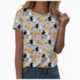 thumbnail image 1 of TOWED22 Halloween Shirts for Women Pumpkin Cat Graphic Tees Fall Crewneck Short Sleeve Costumes Autumn Party Graphic T-Shirt(Grey,XL), 1 of 9