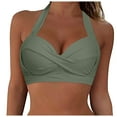 thumbnail image 1 of TOWED22 Halter Swim Tops for Women Push Up Bikini Top Fashion Swimsuits Tops Sexy Padded Swim Top V Neck Bathing Suit Top(AG,M), 1 of 5