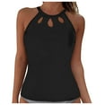 thumbnail image 1 of TOWED22 High Neck Tankini Top Backless Bathing Suit Tops for Women Swimsuit Top Key Hole Swim Top Only(Black,XXL), 1 of 7